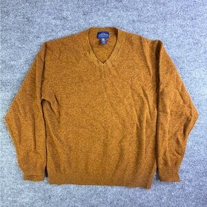 Club Room By Charter Club‎ Men’s Orange V-Neck Sweater 100% Lambs Wool Medium